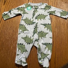 NWOT Carters Baby Footed Sleeper Blue Green Dinosaur 2-Way Zip Pajamas 0-3 month