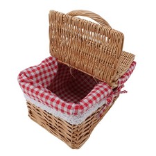 Wicker Picnic Basket With Lid Handle Removable Liner Multifunction Garden