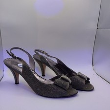 Scarpe eleganti J. Reneé Dayna tessuto glimmer punta aperta tacco a spillo taglia 9 1/2 con