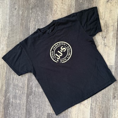 Jameson Whiskey T Shirt Mens L Black Graphic Tee JJS Logo Bar Beer Irish 