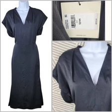 NEW Calvin Klein Dress size 12 Party Career Black Midi Textured Boxy Top Womens