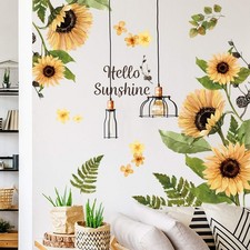 Sunflower Wall Stickers 3D Yellow Flower Wall Decals, Peel and Stick Removabl...