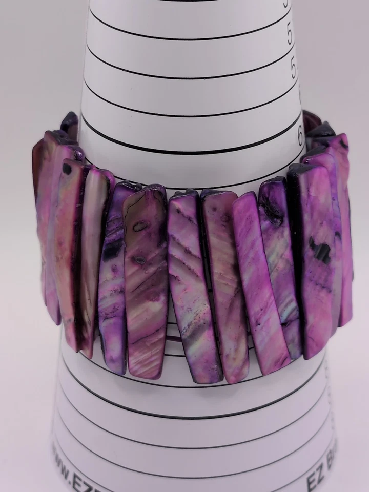 Pink Abalone Mother of Pearl Shell Stretch Bracelet 7 to 8 inches - Image 2 of 4