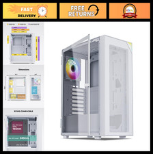 White Mid Tower ATX Gaming PC Case - Sleek Design, Excellent Cooling, Easy Build