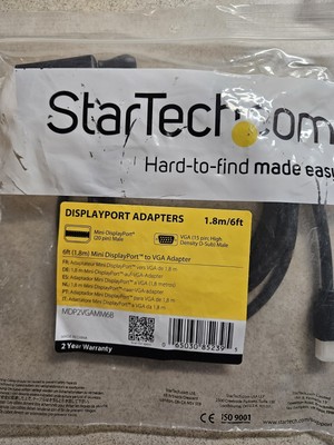 NEW SEALED StarTech 6ft  1.8m MINI DisplayPort to VGA ADAPTER  MDP2VGAMM6B 