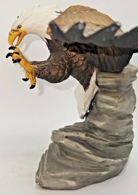 9'' Tall Bald Eagle Descending On Pray Decorative Figurine Ceramic