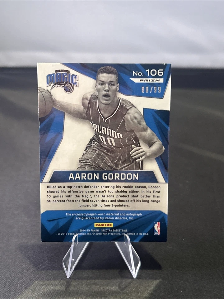 Aaron Gordon 2014-15 Panini Spectra #106 RC Rookie Patch Auto RPA /99 Magic - Image 2 of 2