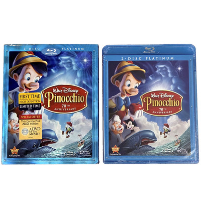 Pinocchio (Blu-ray/DVD, 2009, 3-Disc Set, 70th Anniversary Platinum Edition) New
