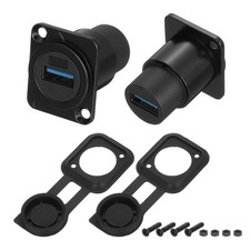 2Pcs USB 3.0 Panel Mount Coupler, D-Type USB Pass Through 5.0Gbps Black
