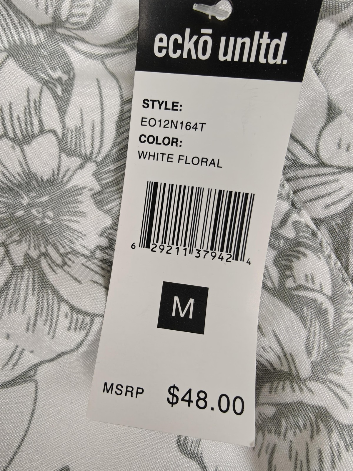 Ecko Unltd Shorts Mens Medium White Gray Floral Stretch Drawstring EO12N164T