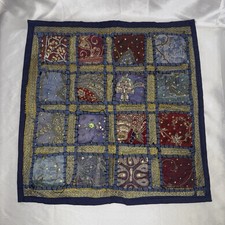 VTG Indian Throw Pillow Cover Beaded Handmade Embroidered Kantha BOHO BLUE