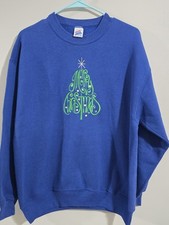 Vintage 1980s Embroidered Merry Christmas Tree Crewneck Sweatshirt Women's Sz L