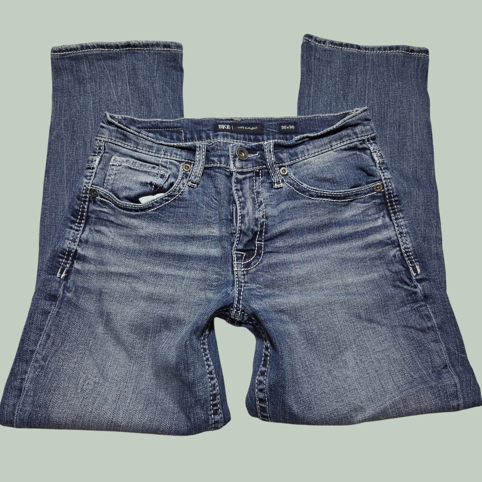 Pantalones de mezclilla BKE Jake rectos lavados oscuros para hombre 30x26 a medida (etiqueta 30x30)