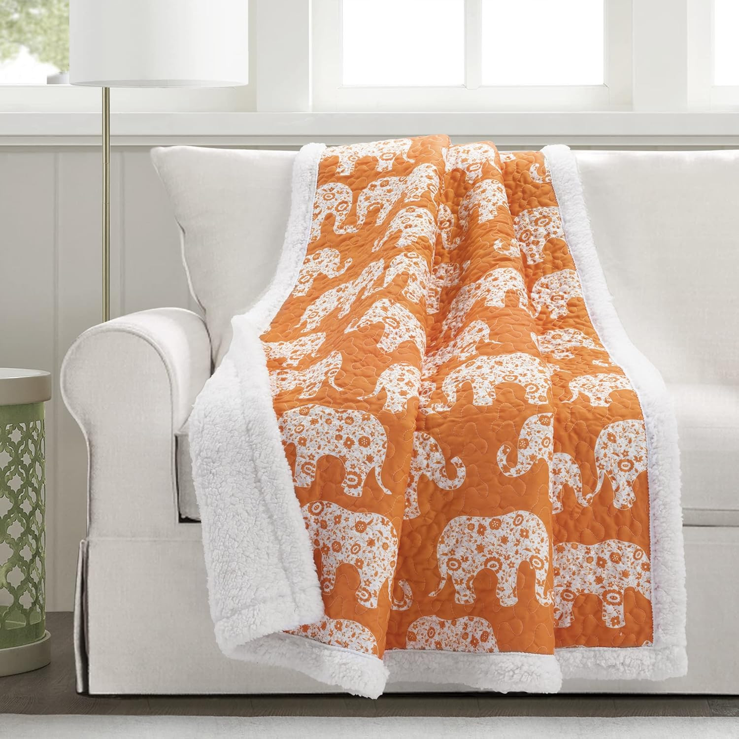 50" W X 60" L, Orange - Elephant Blanket Fo