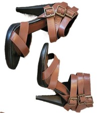 Diesel Riley BROWN Leather Strappy Platform Heeled Sandals Women's US 7.5 EU 38