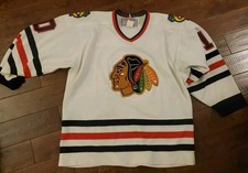 SWEET VINTAGE CCM TONY AMONTE CHICAGO BLACKHAWKS WHITE JERSEY MEN'S SIZE LARGE