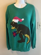 T Rex Funny Christmas Sweater Unisex Size M/L  Festive Dinosaur Christmas