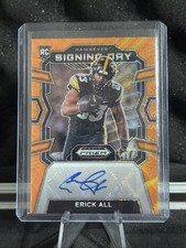 2024 Panini Prizm Draft Picks Signing Day Erick All Orange Wave Prizm /75 Auto