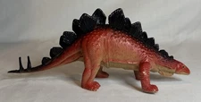 Vintage 1994 JARU Stegosaurus Red/Black & Orange 10” Dinosaur Toy
