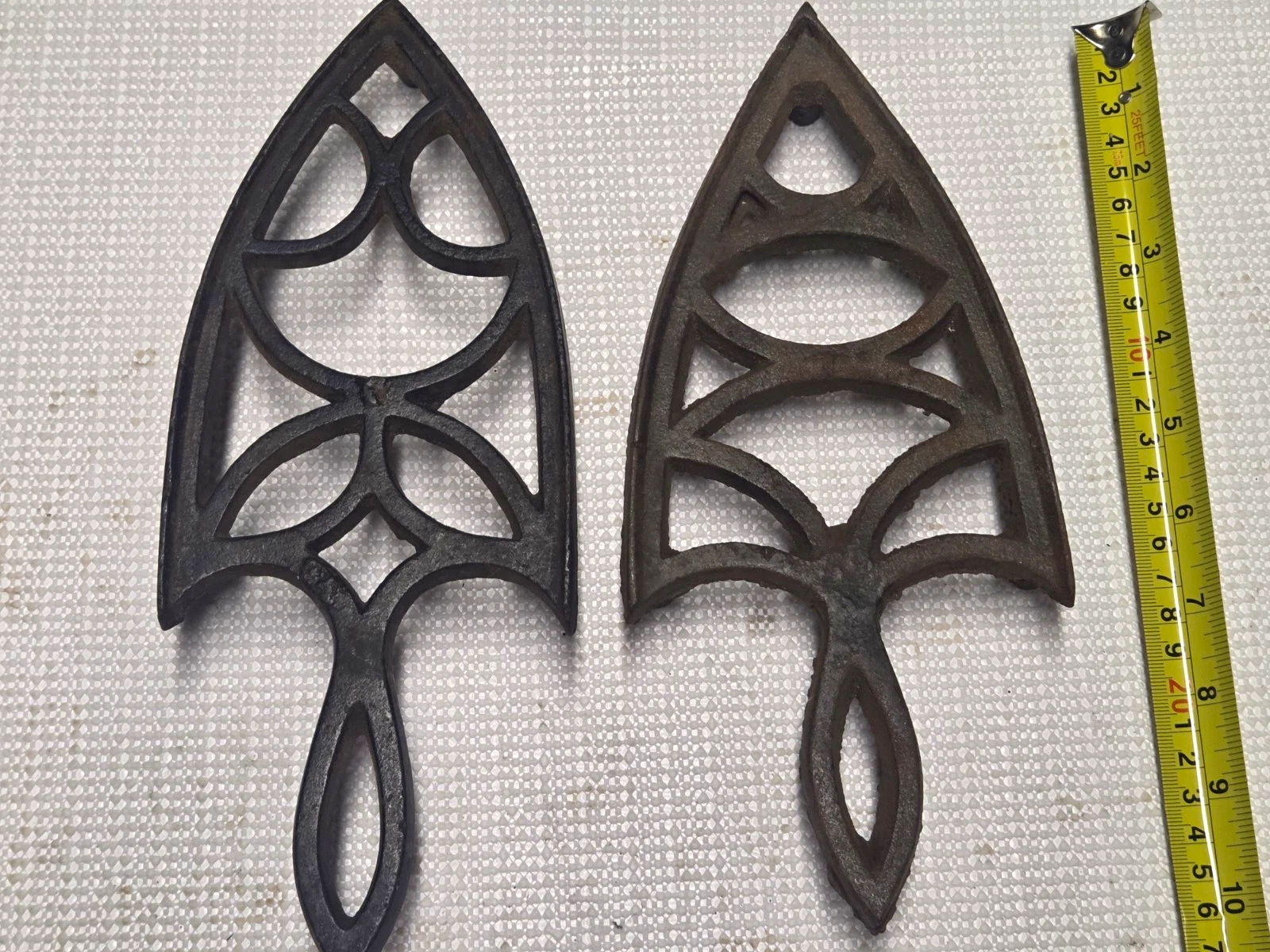 Antique Cast Iron Trivet Set of 2,  Openwork Design image 1