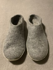 Glerups Slip On Gray Wool Slippers with Rubber Honey Soles Mens 45 EU 11 US
