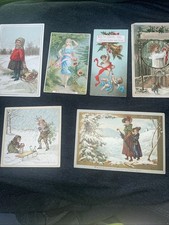 6x Lot Of 6 Trade Card Christmas 1878 Prang C...