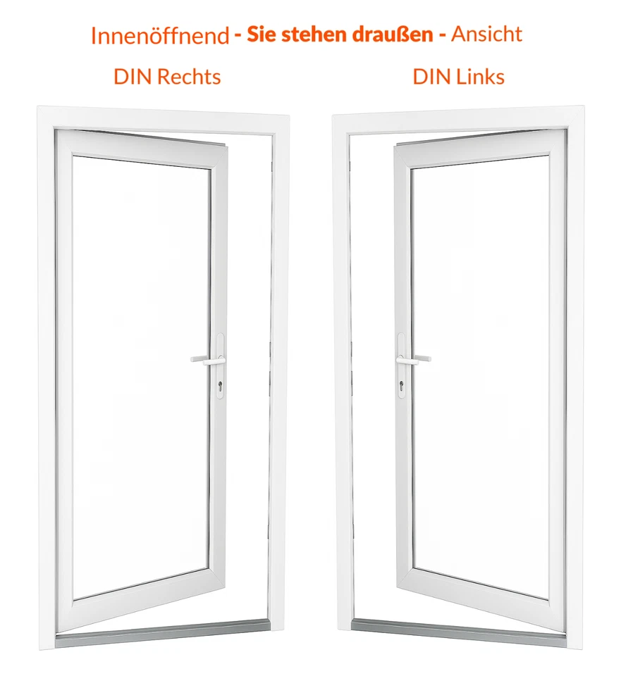 Kunststoff Nebeneingangstür Nebentür Haustür Seitentür Glas Weiß innenöffnend - Bild 2 von 4