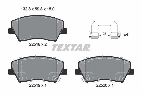 Textar Bremsbelagsatz, Scheibenbremse 2251801 FüR Hyundai KIA-image
