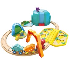 Hape: Dinosaur Train Bucket Set - 27pc, Wooden Train  Puzzle Toy,18 Months 