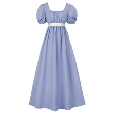 Regency Dresses for Women with Satin Sash Ruffle Empire Waist Dress Gown M, ...