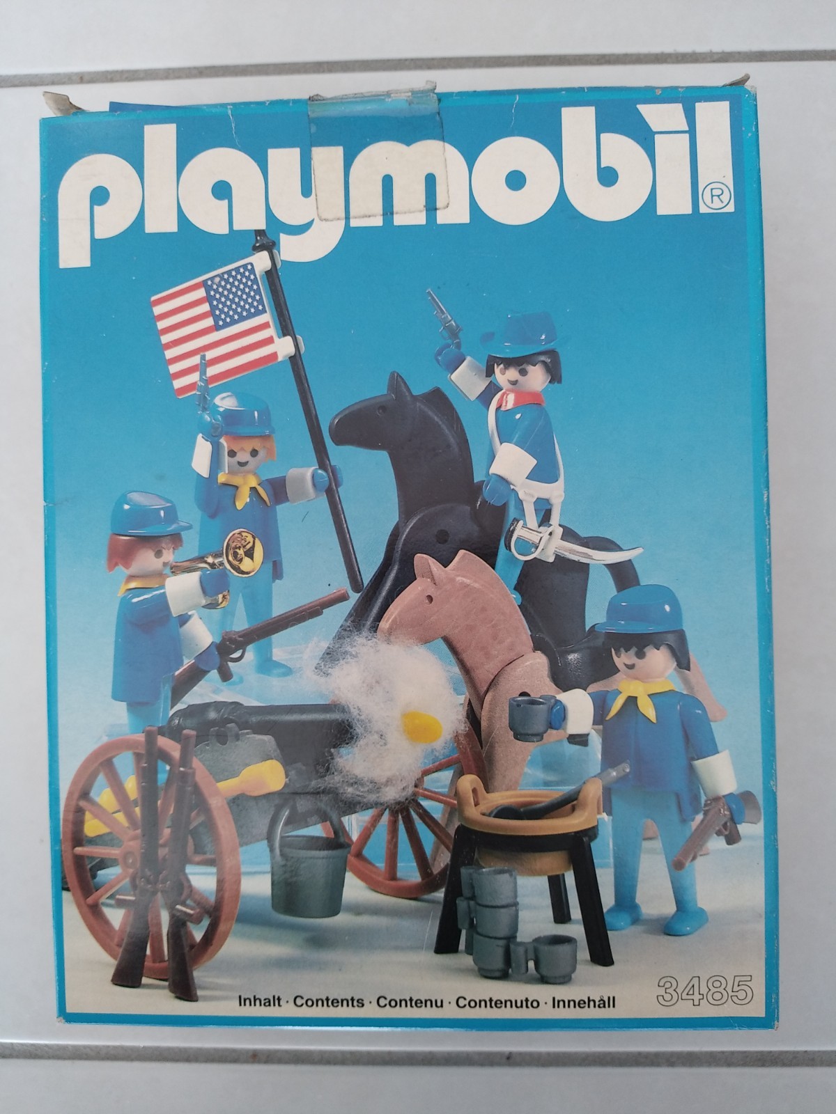 Jouet Vintage PLAYMOBIL 3485 Western Soldats US et Canon Miniature de Collection