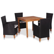Set da Pranzo Giardino 5 pz in Polyrattan Nero e Marrone vidaXL