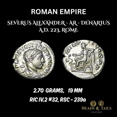 ROMAN EMPIRE - SEVERUS ALEXANDER - AR DENARIUS - ROME - RIC IV.2#32