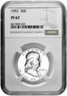 1957 50C Proof Silver Franklin Half Dollar NGC Graded PF 67 in New Holder