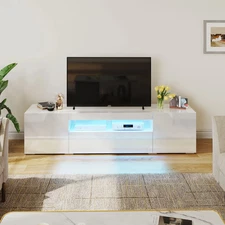 Dextrus 70" High Gloss White LED TV Stand for Up to 75" TVs
