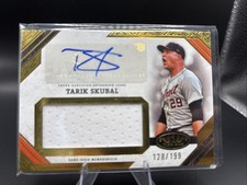 TARIK SKUBAL 2025 TOPPS TIER ONE JUMBO GAME USED PATCH GOLD AUTO /199 CY Young
