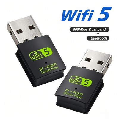 2x USB WiFi Bluetooth Adapter 600Mbps Dual Band 2.4/5Ghz Wireless Card