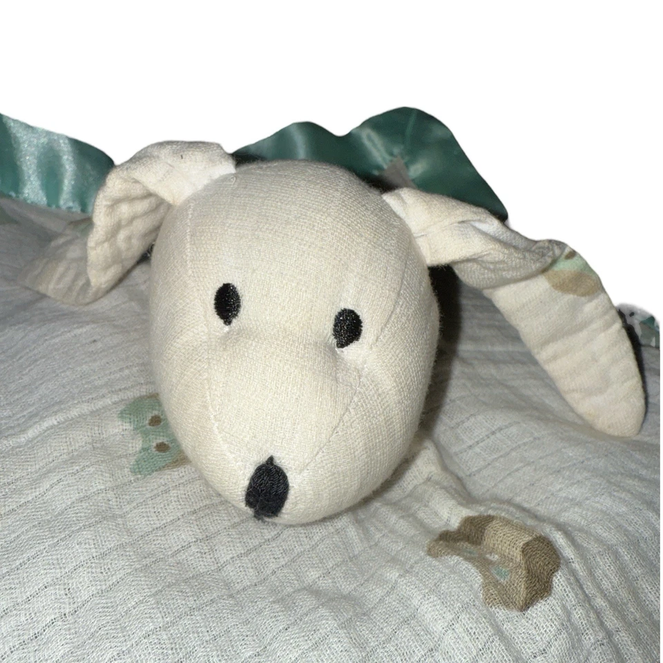 Manta de seguridad Aden Anais Musy Mate Bunny & Owls Lovey Muselina verde satinado Foto 3 de 4