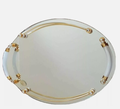DIMART MILANO ITALY TRAY 24 KARAT GOLD PLATED /CRYSTAL / STONE