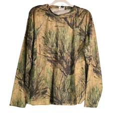 Green Mark Camo Shirt Mens Size L Base Layer Long Sleeve Hunt Hike Seclusion 3D