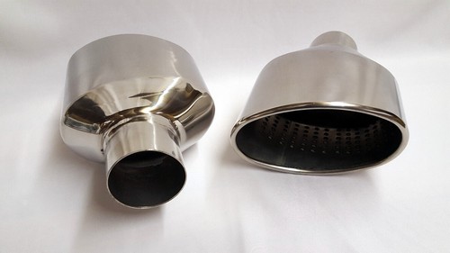 6" x 4" Oval Dual Exhaust Tailpipes Tips Chrome Audi RS4 RS3 GOLF R Leon Cupra - Picture 4 of 5