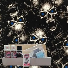 Hydro Dipping Kit-Blue Eyed Blood Sucking Skulls Film, Activator, Paints