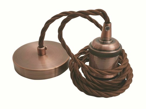 1m/2m Leuchte Pendelleuchte Deckenrosette Stoff Flex Hänge Lampe Halter Leuchte - Bild 3 von 38