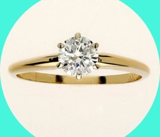 .50CT diamond solitaire engagement ring 14K yellow gold round brilliant 6 prong