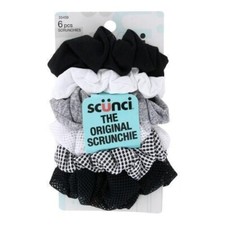 Scunci The Original Scrunchie Textured Hair Scrunchies,Assorted Colors,6-Pieces