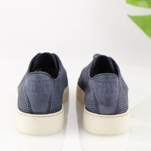 Frye Womens Lena Sneaker Size 8 Blue Nubuck Perforated Lace Up Shoe Platform - Picture 6 of 16