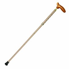 Ladies Stylish Comfort Overmold Handle Folding Adjustable Shaft Walking Cane-Tan