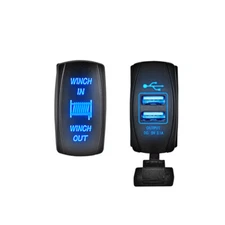'Winch in /out' Rocker Switch + USB Charger for Car Truck ATV UTV Polaris Can Am