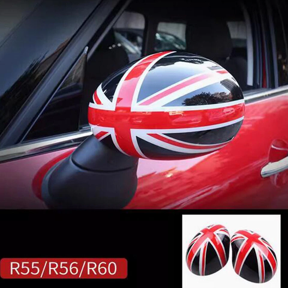 For MINI Cooper R55 R56 R57 R60 R61 Red Black Jack Side Mirror Cover Manual Fold Foto 2 de 4