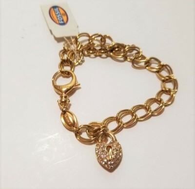 FOSSIL GOLD TONE+PAVE CRYSTAL HEART 